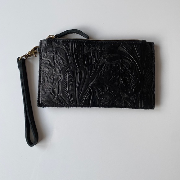 Tooled black leather wristlet - Picture 5 of 5